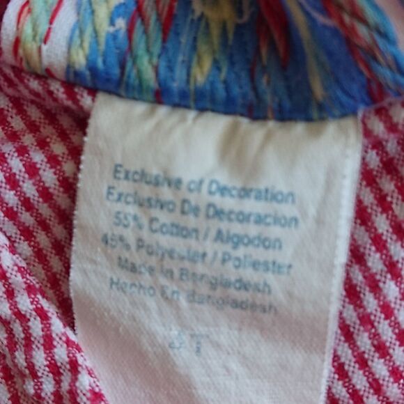 Samara red white gingham dress with floral Applique Dress size 4T - Picture 10 of 10